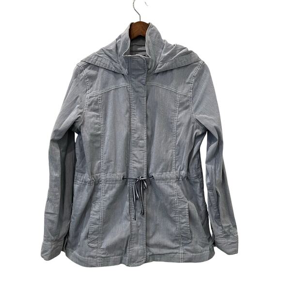Gap  Seersucker Jacket Blue White Size Medium Hooded - Picture 1 of 14
